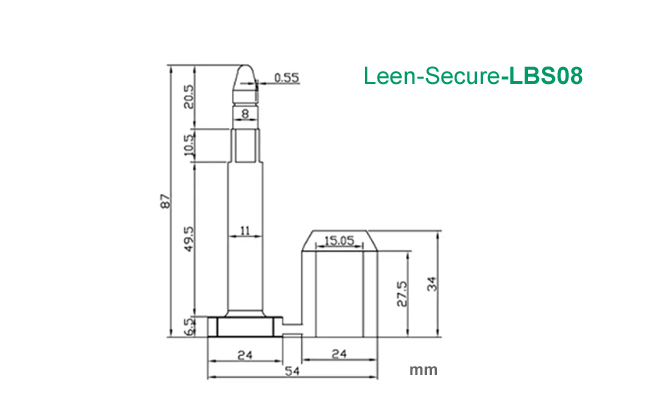 LBS08-ISO17712 Compliant Seals Drawing