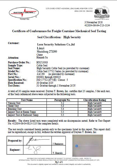 leen-secure ISO17712 AAC350 CERTIFICATE